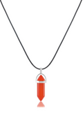 Doğal Taş Kristal Pendant Kolye 45cm - Kırmızı