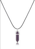 Doğal Taş Kristal Pendant Kolye 45cm - Mor