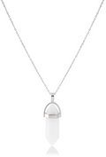 Doğal Taş Kristal Pendant Kolye 45cm -Beyaz