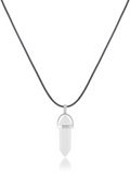 Doğal Taş Kristal Pendant Kolye 45cm - Beyaz