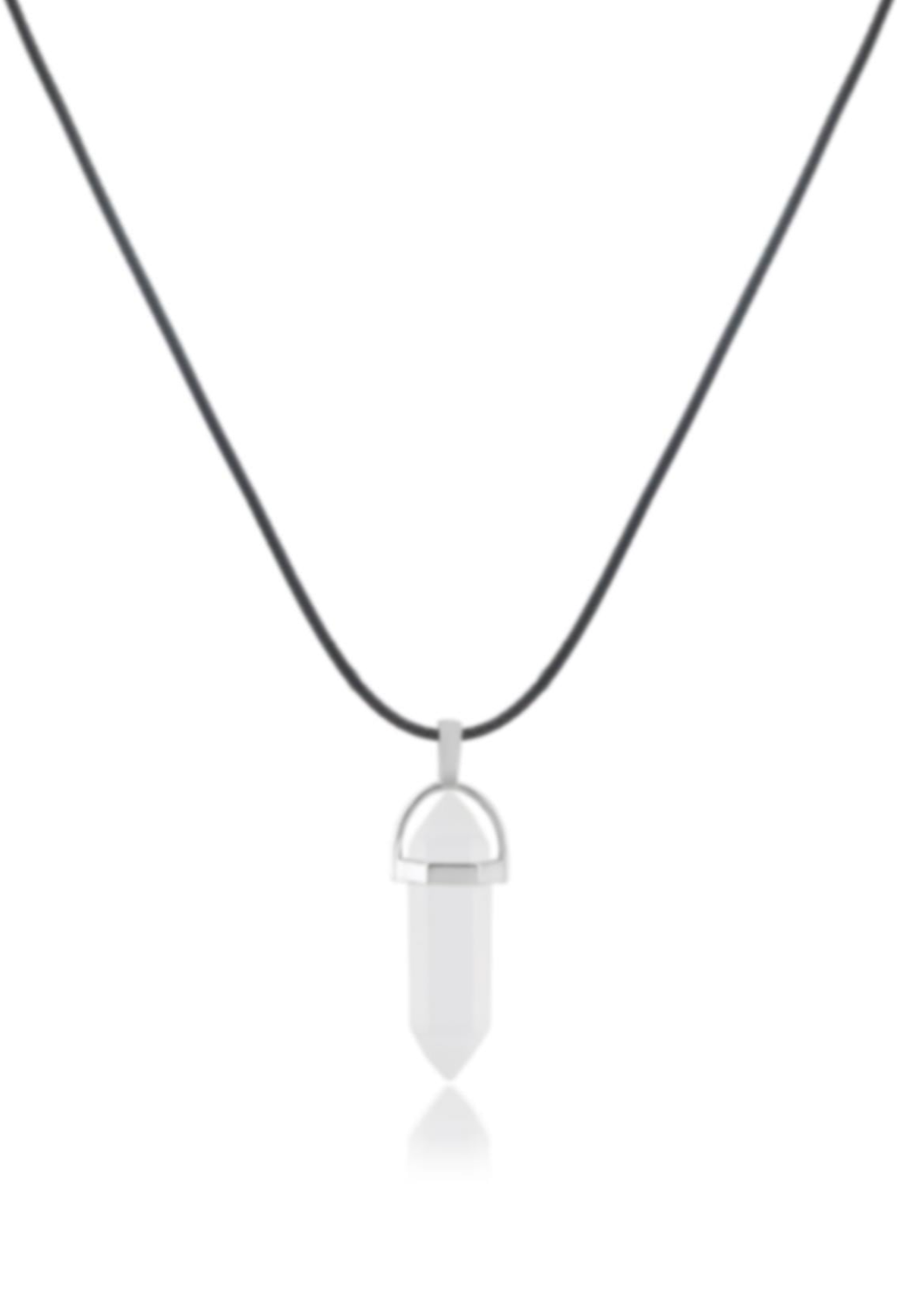 Doğal Taş Kristal Pendant Kolye 45cm - Beyaz