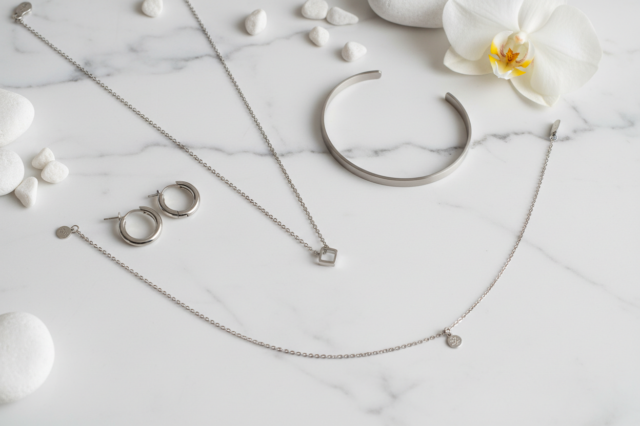 Steel Jewelry Flat Lay